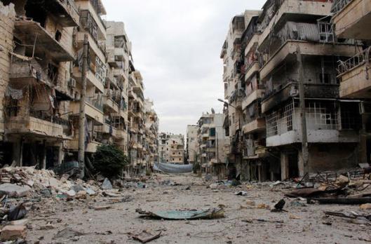 Bombed-out Street in Aleppo - Syria
