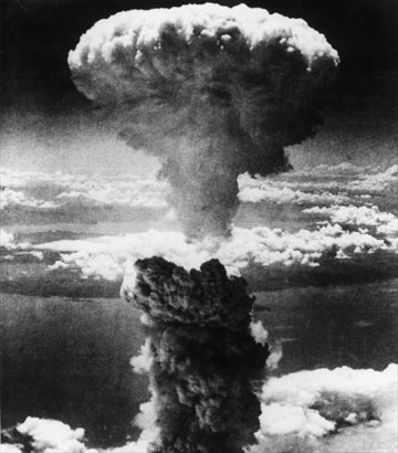 Atomic bomb mushroom cloud over Nagasaki - Japan