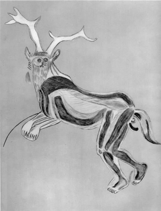 The Sorcerer - Interpretation of drawing by Henri Breuil - Les Trois-Freres - Volp Caves - France