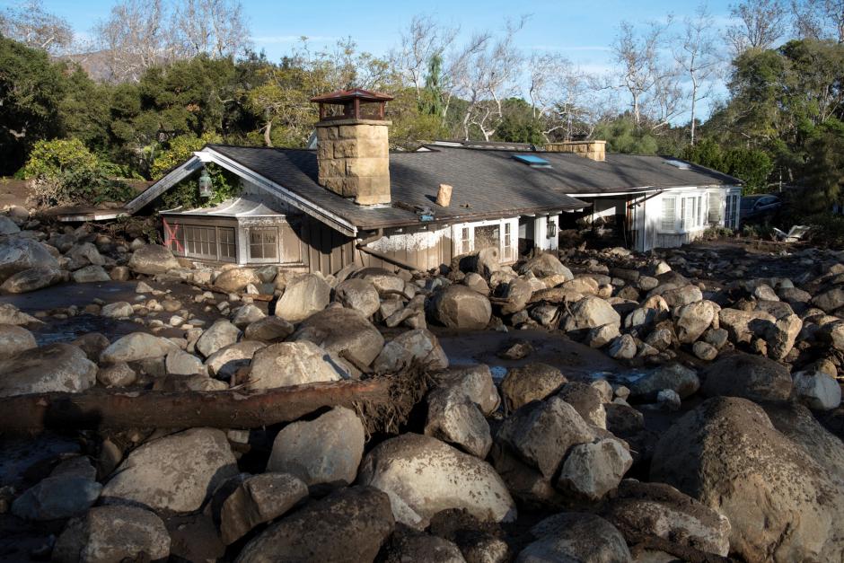 A home on Glen Oaks Road damaged by mudslides in Montecito