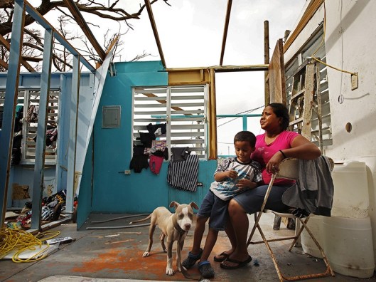 Family awaiting aid after Hurricane Maria - Puerto Rico - 2017