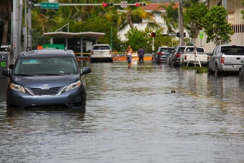 Flooded street during high tide - Miami Beach - September 2015